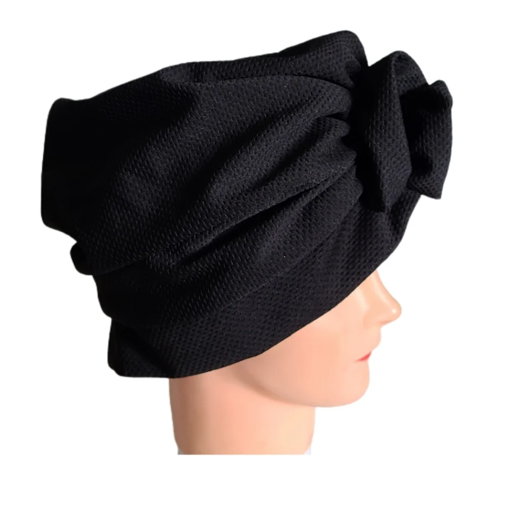 GOLDEN CROWN BLACK DESIGNER TURBAN HAT - Picture 6 of 7